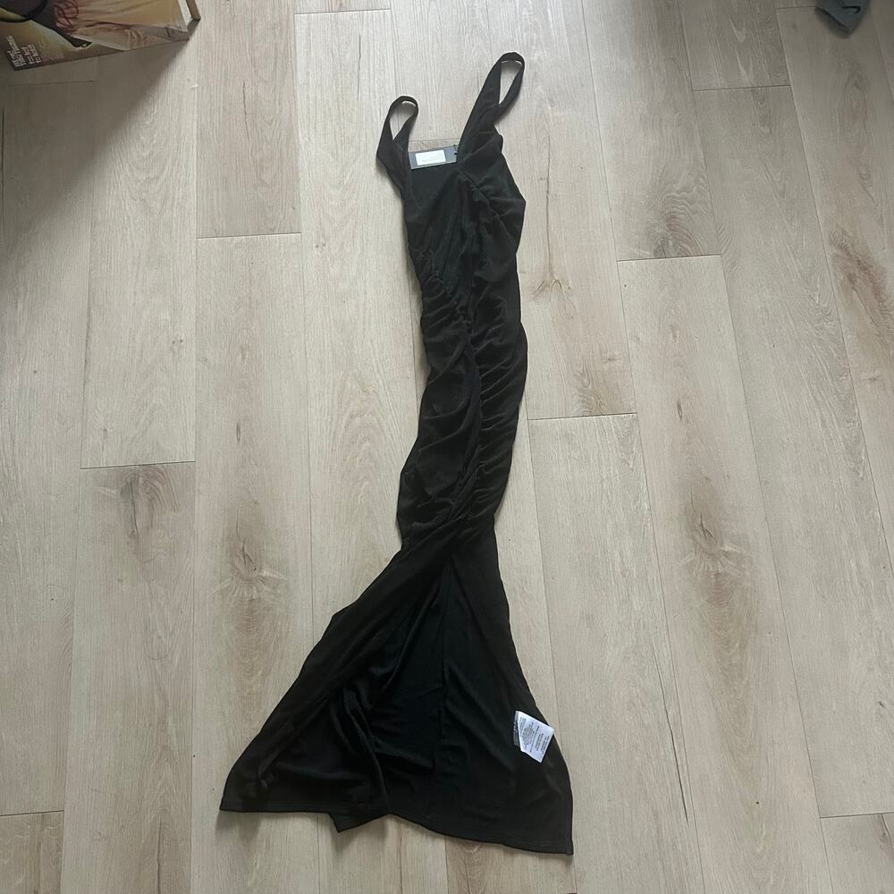 Motel Arista Black Ruched Maxi Dress Size M NWT